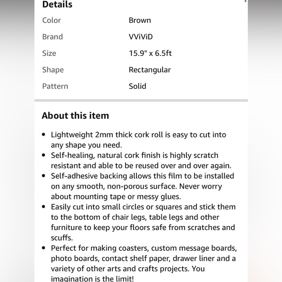 Natural Cork Roll - Stick On - Picture 6 of 7